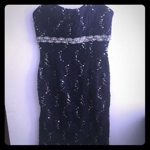 Navy blue sequin off shoulder dress